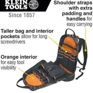 Klein Tools 55421BP14CAMO Tradesman Pro Tool Bag Backpack, 39 Pockets, Camo, 14-Inch - One-stop shop for professional tools and equipment.^ Hand