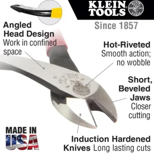 Klein Tools D2000-49 Diagonal Cutting Pliers, Angled Head, 9-Inch - One-stop shop for professional tools and equipment.^ Power Tools