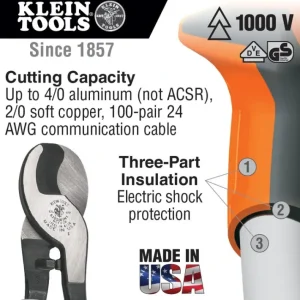 Fashion Klein Tools 63050-EINS Electricians Cable Cutter, Insulated - One-stop shop for professional tools and equipment. Hand