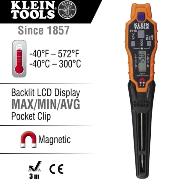 Klein Tools ET10 Magnetic Digital Pocket Thermometer - One-stop shop for professional tools and equipment.^ Power Tools