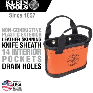 Klein Tools 5144HBS Hard-Body Bucket, 15-Pocket Oval Bucket, Orange/Black - One-stop shop for professional tools and equipment.^ Hand