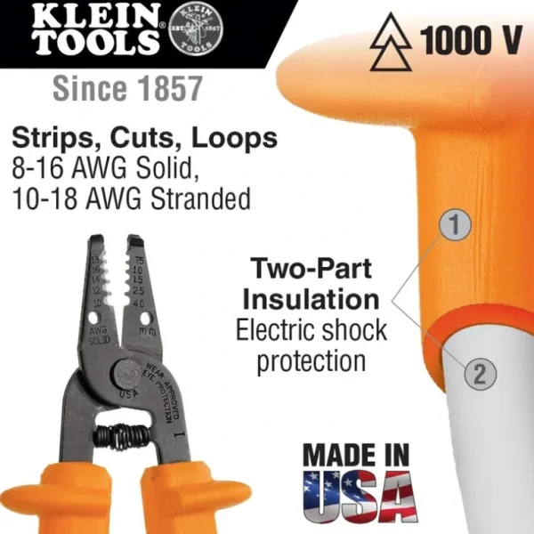 Klein Tools 11055-INS Insulated Klein-Kurve® Wire Stripper/Cutter - One-stop shop for professional tools and equipment.^ Hand