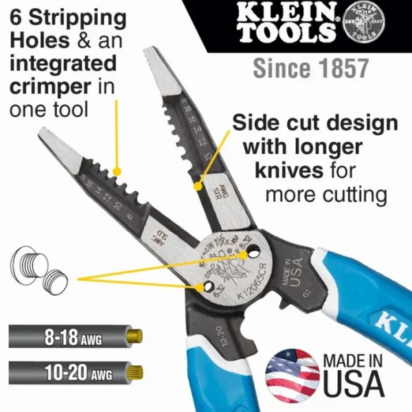 Cheap Klein Tools K12065CR Klein-Kurve® Heavy-Duty Wire Stripper / Cutter / Crimper Multi Tool, 8-20 AWG - One-stop shop for professional tools and equipment. Hand