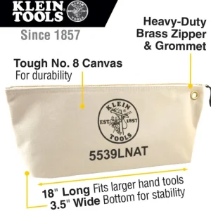 Klein Tools 5539LNAT Klein Tools Large Canvas Bag with Zipper - One-stop shop for professional tools and equipment.^ Hand