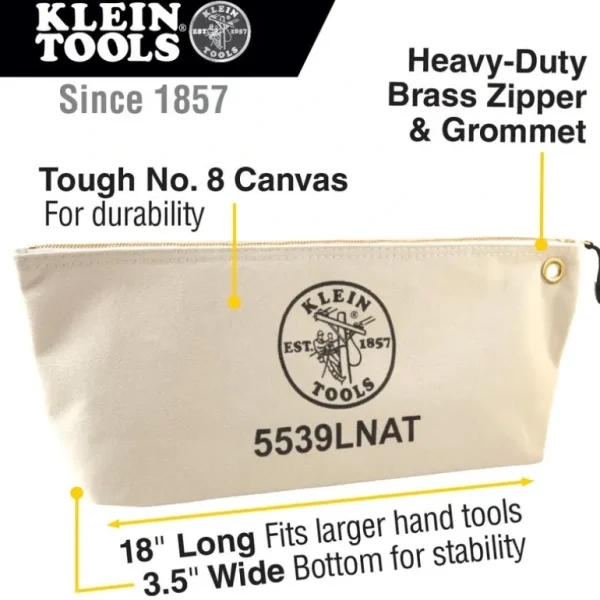 Klein Tools 5539LNAT Klein Tools Large Canvas Bag with Zipper - One-stop shop for professional tools and equipment.^ Hand