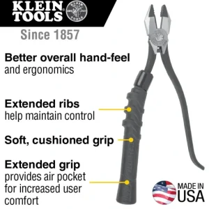 Fashion Klein Tools M2017CSTA Slim-Head Ironworker's Pliers Comfort Grip, Aggressive Knurl, 9-Inch - One-stop shop for professional tools and equipment. Hand