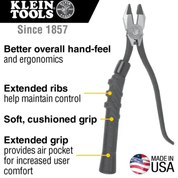 Fashion Klein Tools M2017CSTA Slim-Head Ironworker's Pliers Comfort Grip, Aggressive Knurl, 9-Inch - One-stop shop for professional tools and equipment. Hand