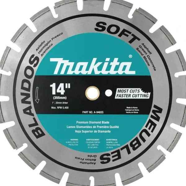 Makita A-94655 14& Diamond Blade, Segmented, Soft Material - One-stop shop for professional tools and equipment.^ Power Tools