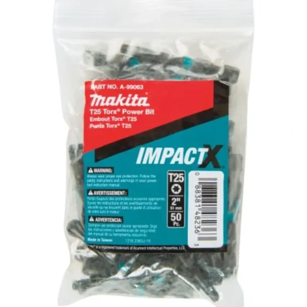 Makita A-99063 ImpactX, T25 Torx® 2³ Power Bit, 50/pk, Bulk - One-stop shop for professional tools and equipment.^ Power Tools