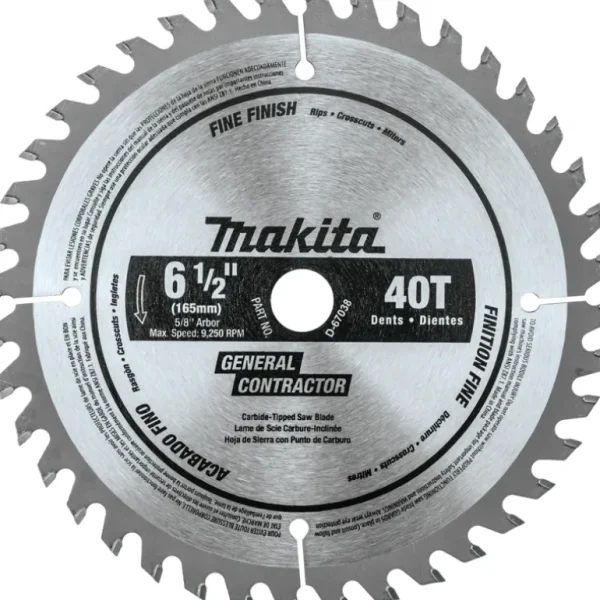 Makita D-67038 6‘1/2& 40T Carbide‘Tipped Circular Saw Blade, Fine Finish - One-stop shop for professional tools and equipment.^ Hand