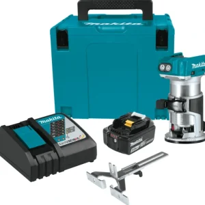 Makita XTR01T8J 18V LXT® Lithium‘Ion Brushless Cordless Compact Router Starter Kit (5.0Ah) - One-stop shop for professional tools and equipment.^ Power Tools