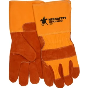 MCR Safety 1690 Bronco® A Select Side Split Leather Leather Palm Work Gloves 4.5 Inch Rubberized Gauntlet Cuff (1 DZ) - One-stop shop for professional tools and equipment.^ Hand