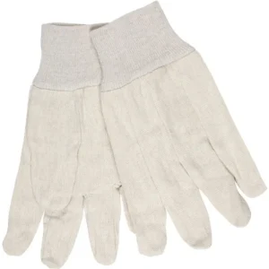 MCR Safety 8100 White Canvas Work Gloves Clute Pattern with Knit Wrist Cotton Polyester Blend Straight Thumb (1 DZ) - One-stop shop for professional tools and equipment.^ Hand