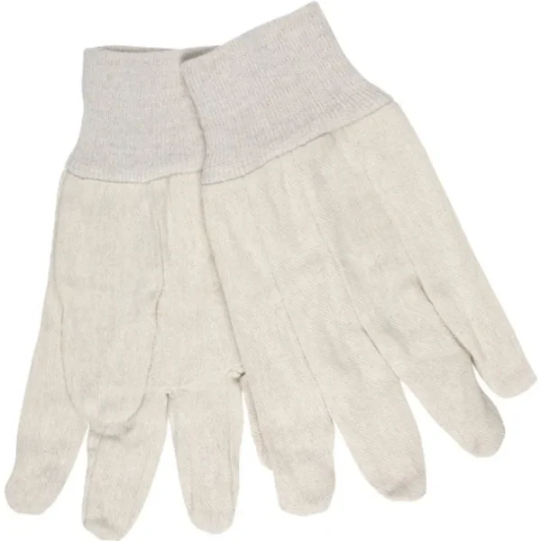 MCR Safety 8100 White Canvas Work Gloves Clute Pattern with Knit Wrist Cotton Polyester Blend Straight Thumb (1 DZ) - One-stop shop for professional tools and equipment.^ Hand