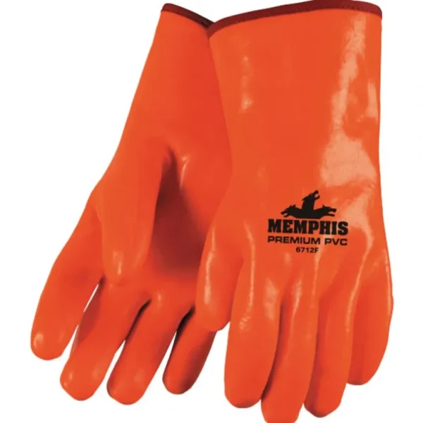 MCR Safety 6712F PVC Coated Insulated Work Gloves Single Dipped Hi-Vis Orange Smooth PVC Texture 12 Inch Length Foam Lined (1 DZ) - One-stop shop for professional tools and equipment.^ Hand