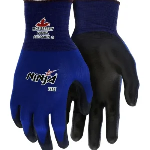 Clearance MCR Safety N9696XS Ninja® Lite Work Gloves 18 Gauge Blue Nylon Shell Polyurethane (PU) Coated Palm and Fingertips (1 DZ) - One-stop shop for professional tools and equipment. Hand
