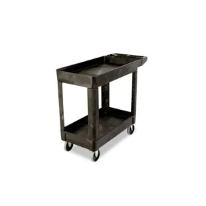 Discount Rubbermaid FG450089BLA HEAVY-DUTY FLAT HANDLE UTILITY CART, LIPPED SHELF, SMALL, 500 LB. CAPACITY - BLACK - One-stop shop for professional tools and equipment. Hand