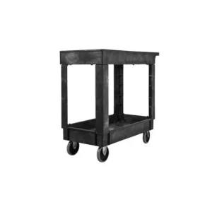 New Rubbermaid FG9T6600BLA HEAVY-DUTY FLAT HANDLE UTILITY CART, LIPPED SHELF, SMALL, 500 LB. CAPACITY - BLACK (PALLET PACK) - One-stop shop for professional tools and equipment. Hand